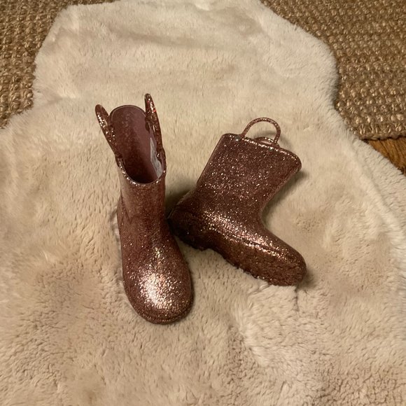 Western Chief Other - Western Chief Pink Glitter Rain Boots Kids 9 Pull On Tug